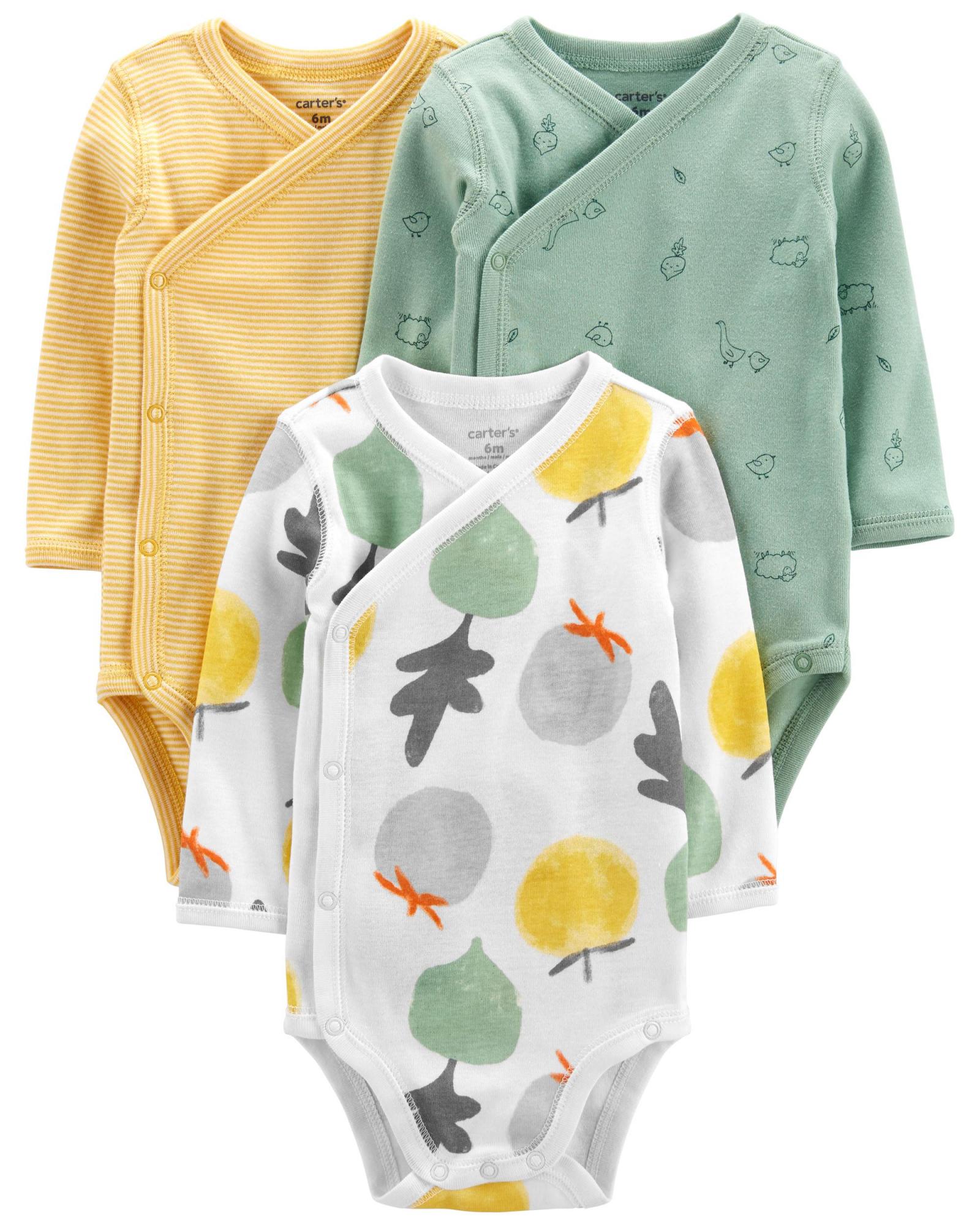 CARTER'S Body dlhý rukáv Veggies neutrál LBB 3 ks PRE, veľ. 46 1L782610_PRE