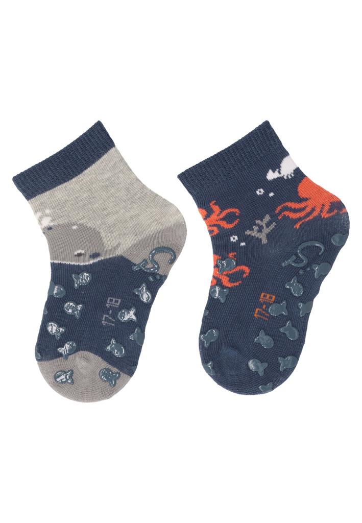 STERNTALER Ponožky protišmykové na lozenie Chobotnička  ABS 2ks v balení modrá chlapec veľ.18 6-12m 8012431-355-18