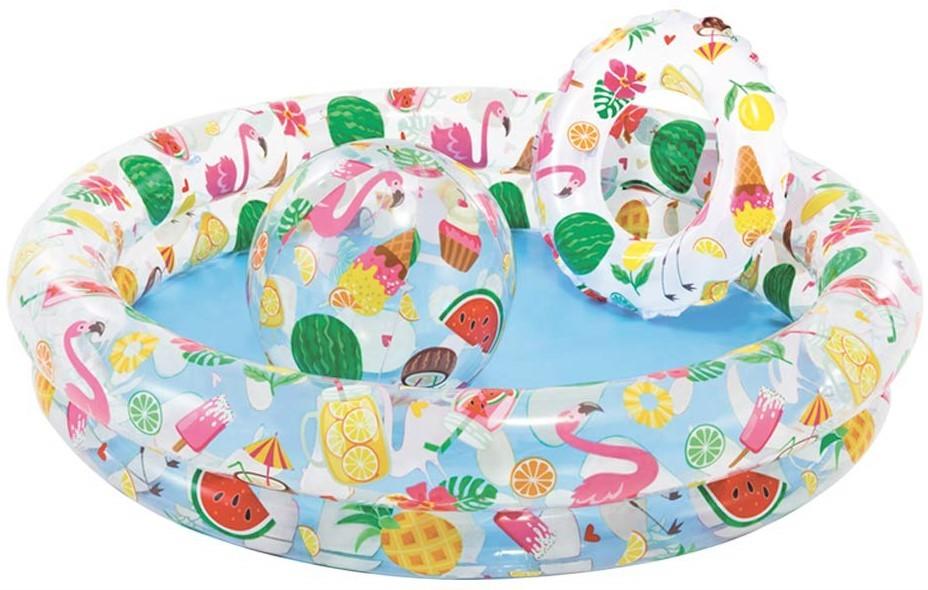 Intex Bazénik 59460, Just so fruity Set, detský, nafukovací, koleso, lopta, 1,22x0,25 m 8050306