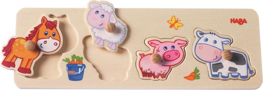Haba Haba Drevené vkladacie puzzle s úchytom Mláďatká na farme 1301939001