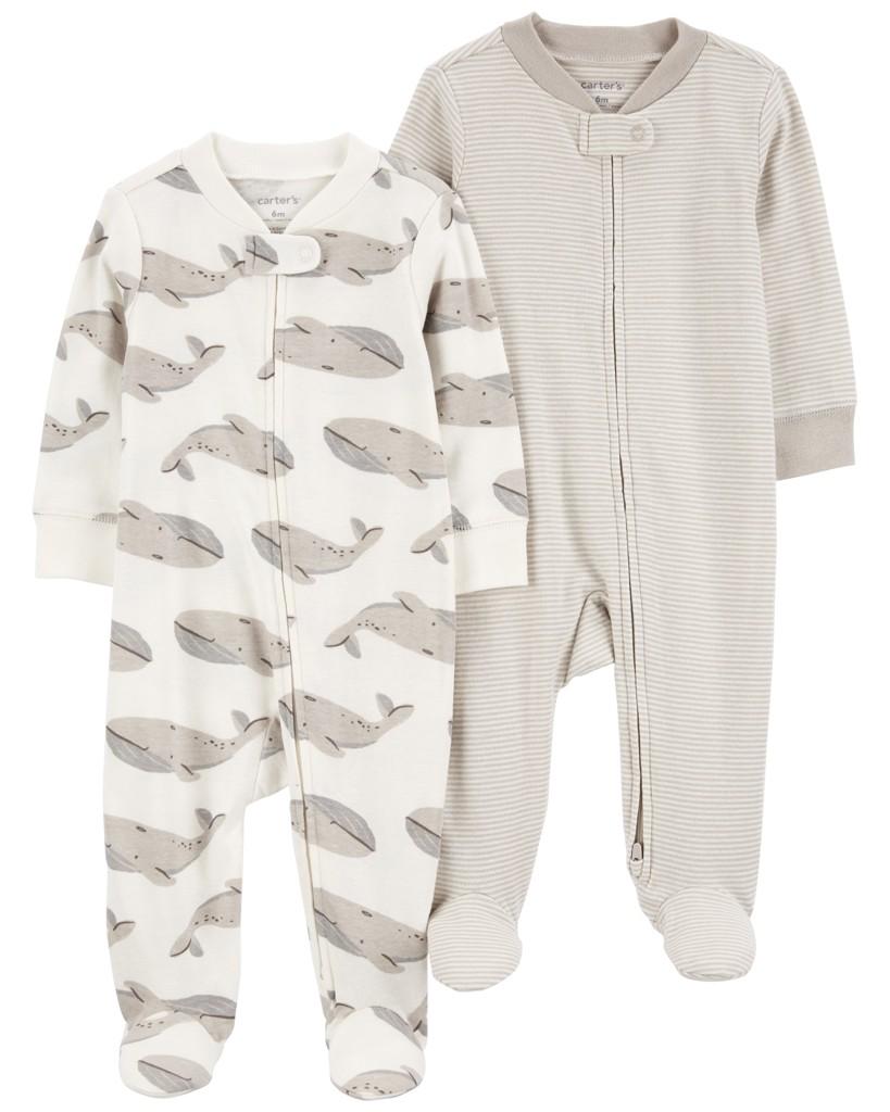 CARTER'S Overal na zips Sleep&amp;Play Gray Whale/Stripe neutrál 2ks 6m/ veľ. 68 1R067210_6M