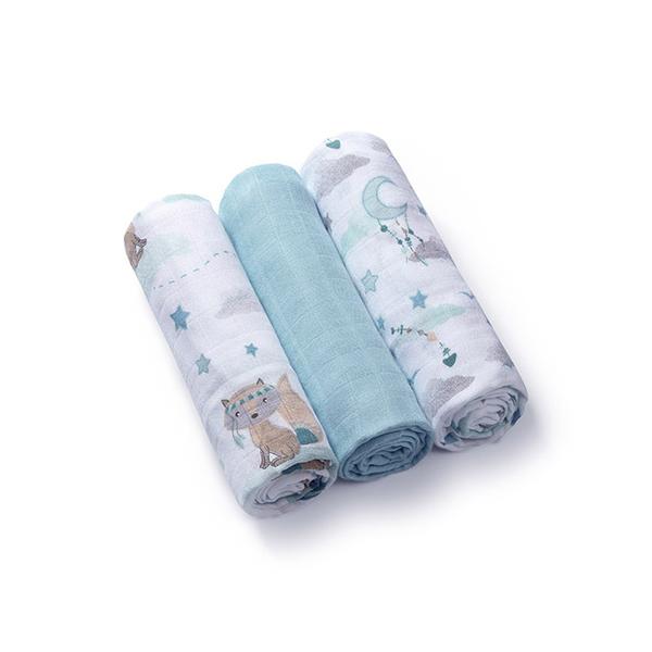 BABYONO Plienky bambusové 3 ks Blue, 70x70 cm 397-12-BO