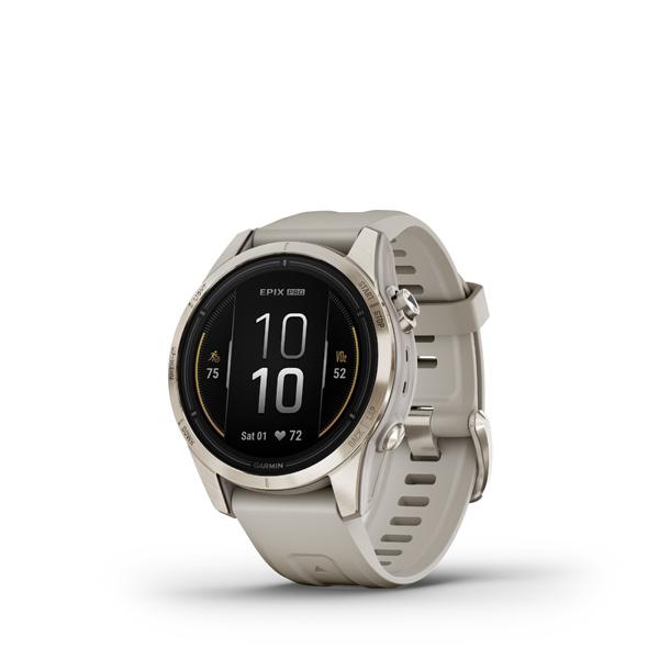 Garmin epix Pro (g2) Sapphire, 42mm, Soft Gold, Light Sand band 010-02802-11 - Prémiové multi-športové smart GPS hodinky s AMOLED displejom a LED baterkou