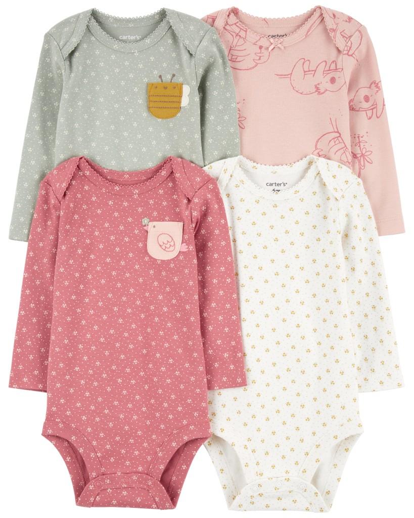 CARTER'S Body dlhý rukáv Pink/Green Bumblebee dievča 4ks 6m/ veľ. 68 1R700210_6M