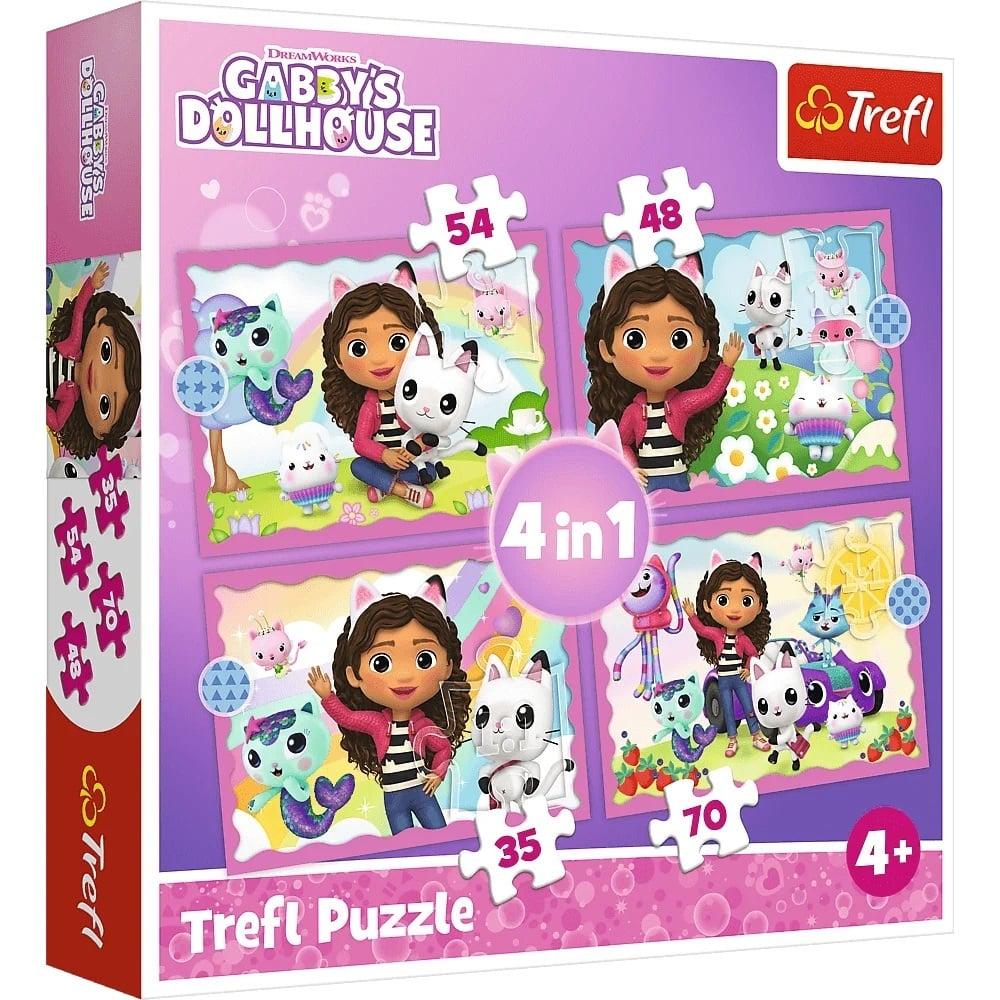 Trefl Trefl Puzzle 4v1 - Gabbyine dobrodružstvá / Universal Gabby´s Dollhouse 34620