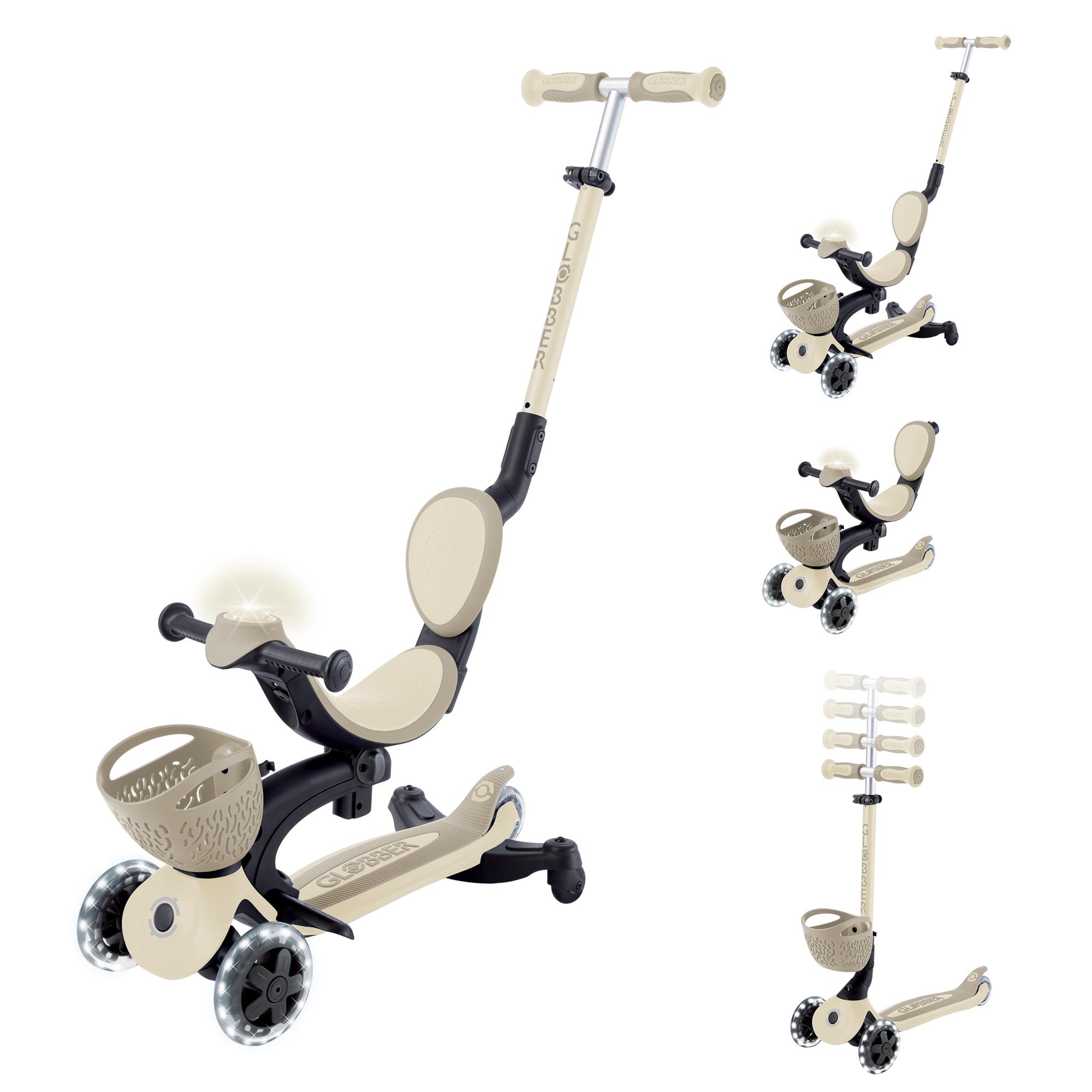 Globber Globber kolobežka Go Up Baby lights 360 °  Taupe 844-466