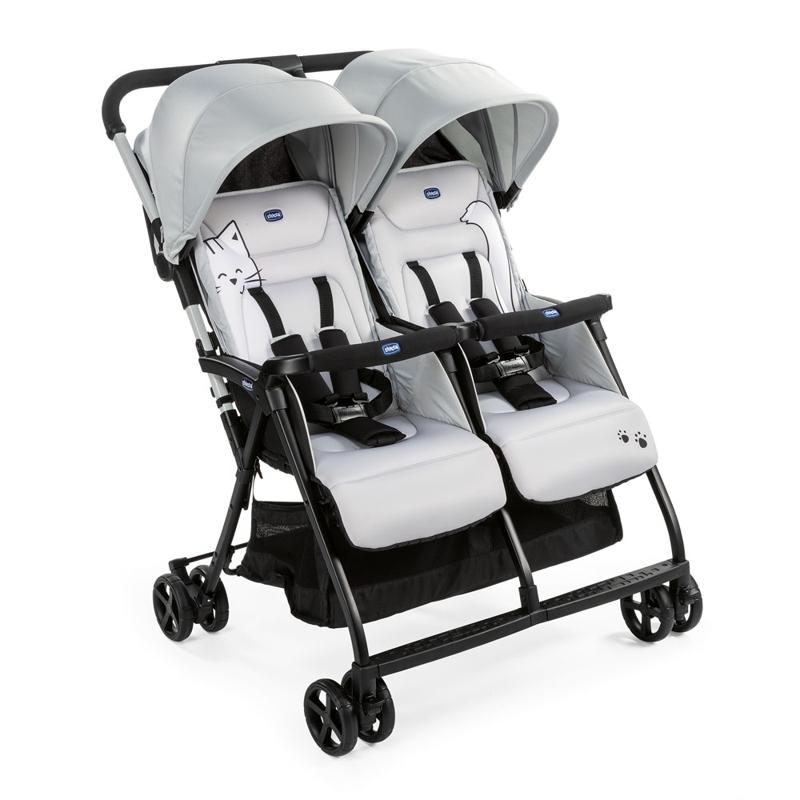 CHICCO Kočík dvojičkový športový Ohlala Twin Silver Cat 79279.0006