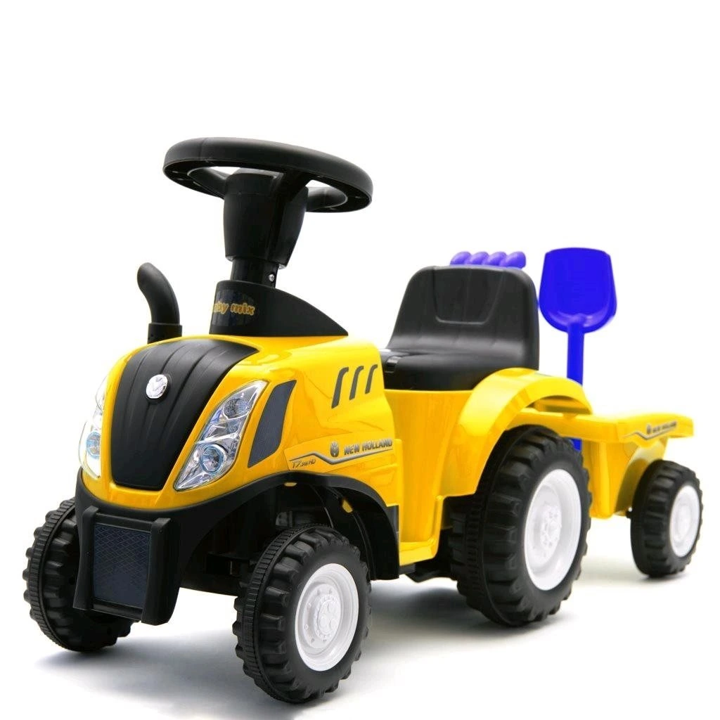 Baby Mix Detské odrážadlo traktor s vlečkou a náradim Baby Mix New Holland žltý 20C45785