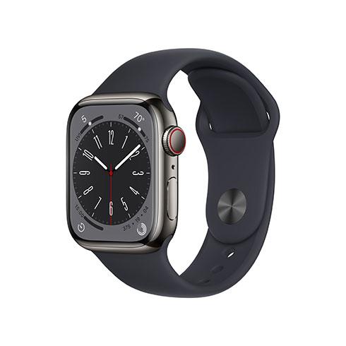 Apple Watch 8 GPS + Cellular 41mm Graphite Stainless Steel Case with Midnight Sport Band - Smart hodinky