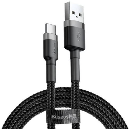 Baseus Cafule USB-C kábel 3m šedo-čierny nylonový - Prepojovací kábel 2A