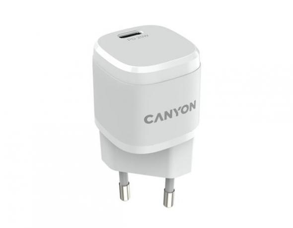 Canyon H-20 Sieťová nabíjačka s USB-C výstupom a podporou PD, 20W biela - Univerzálny USB-C adaptér