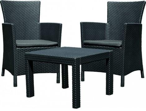 TOPGARDEN ROSARIO AG 216777 AN - balkónový set 1x stôl + 2x stolička s poduškou, plast Antracit (8711245129426)