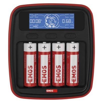 Emos profi BCN-42D + 4ks 2700 (AA) - inteligentná nabíjačka batérií + batérie