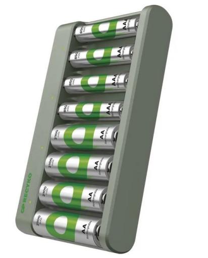 GP Eco E821 + 4ks 2100 (AA) + 4ks 850 (AAA) - nabíjačka batérií + batérie