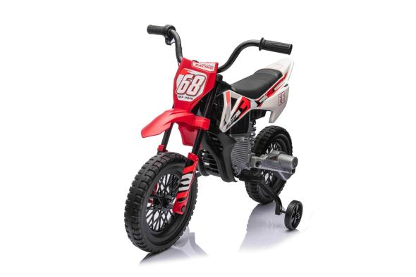 BENEO MOTOCROSS, červená, 12V batéria, EVA mäkké kolesá, Koženkové sedadlo, 2 x 25W Motor, Odpruženi - Elektrická motorka