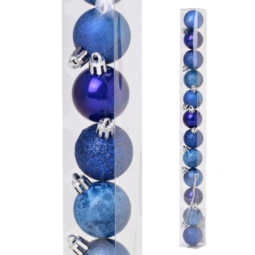 Vianočné gule plast 4cm s/12 tm. modré - Dekorácia