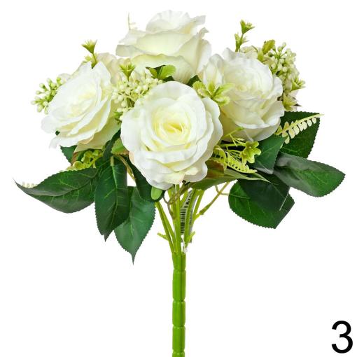 Kytica ruža BIELA 35cm - Umelé kvety