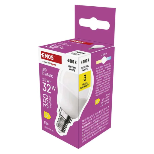 Emos Classic Mini Globe 2.5W E14 350lm neutrálna biela - LED žiarovka