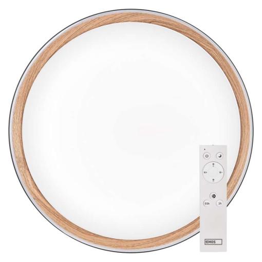 Emos ILVI, kruhové 30 W, stmievanie + CCT, čierna + drevo - LED prisadené svietidlo