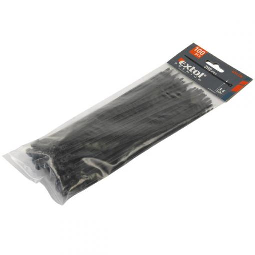 EXTOL - Pásky sťahovacie čierne, 2,5x100mm, 100ks, O22mm, 8kg, nylon PA66