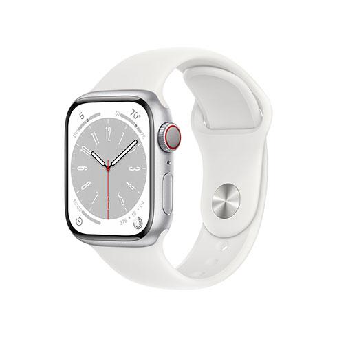 Apple Watch 8 GPS + Cellular 41mm Silver Aluminium Case with White Sport Band - Smart hodinky