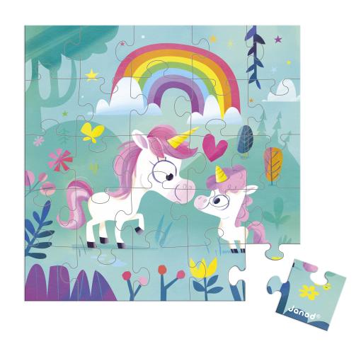 Janod Janod Blahoželanie k narodeninám s puzzle Mama a baby Jednorožec