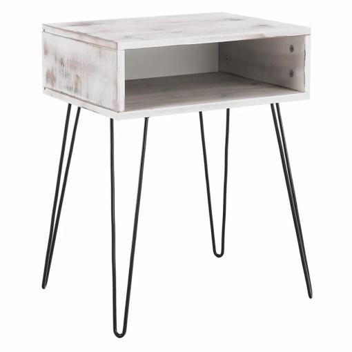 HONEJ BI-VI/CI - Príručný/nočný stolík 45x35x58 cm, biela vintage/čierna