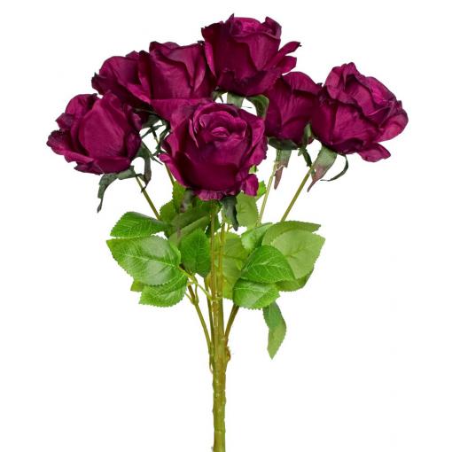 Kytica ruža tm. fialová 45cm - Umelé kvety