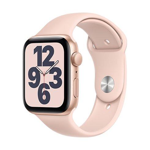 Apple Watch SE GPS, 44mm Gold Aluminium Case with Pink Sand Sport Band - Regular - Smart hodinky