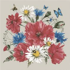 Obrúsky 33x33cm, 3vrs. 20ks, Lúčne kvety - Obrúsky