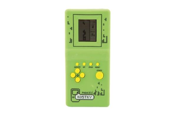 Teddies Digitálna hra Padajúce kocky hlavolam plast 7x14,5cm na batérie so zvukom - zelená