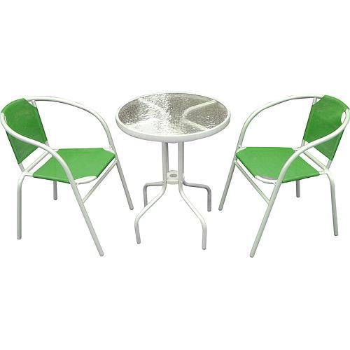 Strend Pro BRENDA ZE - Set balkónový = stôl BECCA 802217 šedý + 2ks stolička BRENDA 802137, látka zelená