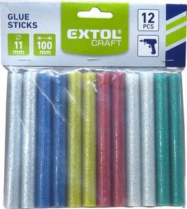 EXTOL - Tyčinky tavné farebné ligotavé 12ks, Z/M/SvM/Če/Zlt/Str, pr.11mm, dĺžka 100mm