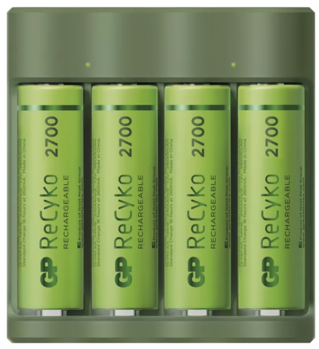 GP Everyday B421 USB + 4ks ReCyko 2700 (AA) - nabíjačka batérií + batérie