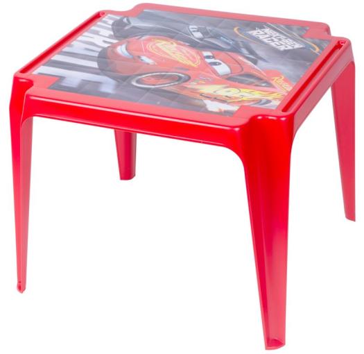TAVOLO BABY Disney Cars - Stôl detský, plastový, červený s motívom Autá, 55x50x44 cm,