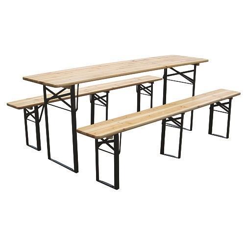 Strend Pro DORTMUND - pivný set stôl 220x70x75cm +2x lavica220x25x47cm. drevo/kov