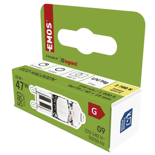 Emos Eco halogen JC G9 45W teplá biela - Halogénová žiarovka