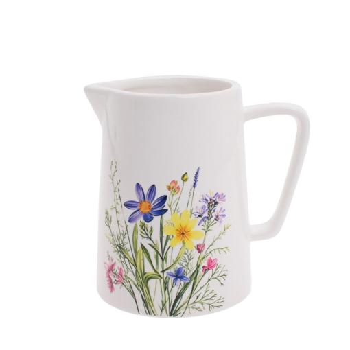 Krčah biely, kvety porcelán 13,4x9,5x12,8cm - Dekorácia