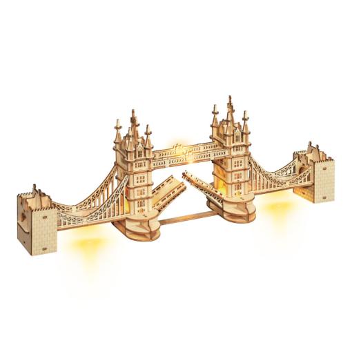 RoboTime drevené 3D puzzle most Tower Bridge svietiaci - 3D skladačka