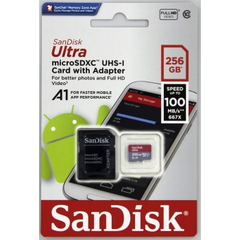 SanDisk Ultra MicroSDXC 256GB A1 Class 10 UHS-I (r100/w10) - Pamäťová karta + adaptér