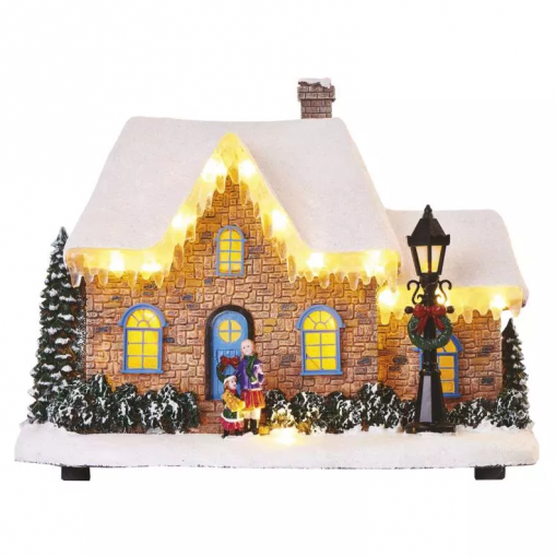 Emos LED vianočný domček 20.5cm, 3× AA, vnútorný, teplá biela - Vianočná dekorácia