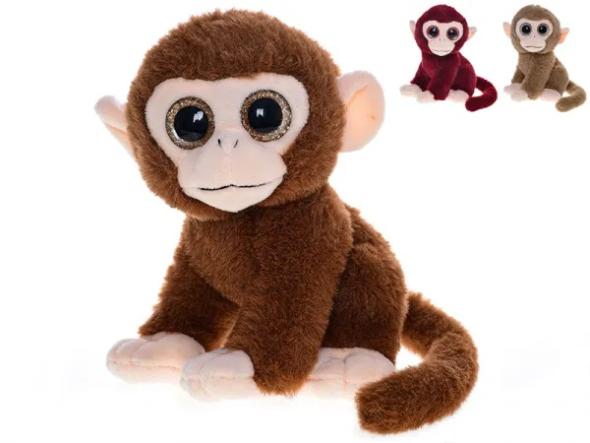 MIKRO -  Opica plyšová sediaca 20cm veľké oči 3farby 0m+ - plyšová hračka