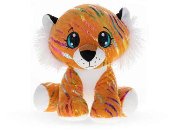 MIKRO -  Tiger Star Sparkle plyšový oranžový 16cm sediaci - Plysová hracka