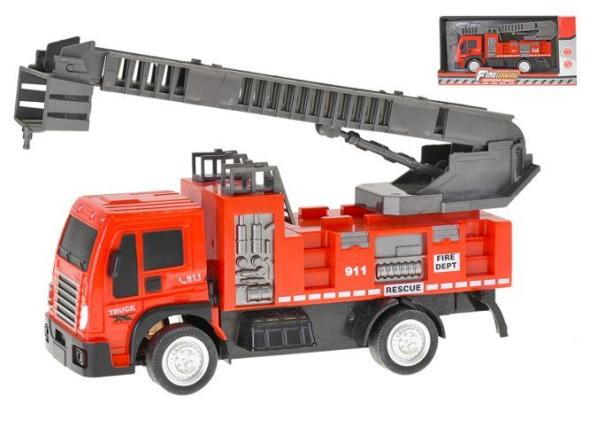 MIKRO -  Auto hasiči 20,5cm na zotrvačník výsuvný a otočný rebrík - autíčko