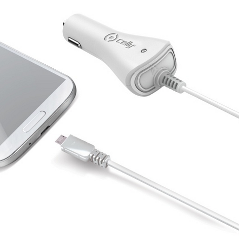 Celly autonabíjačka  s konektorom microUSB, 1A, biela, blister (CCMICROW) - Autonabíjačka s konektorom