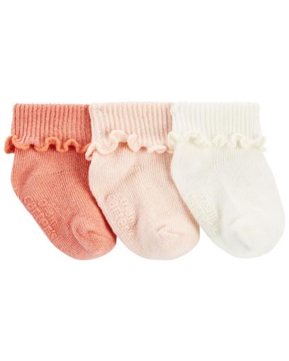 CARTER'S Ponožky Pink Ribbed dievča LBB 3 ks 12-24m