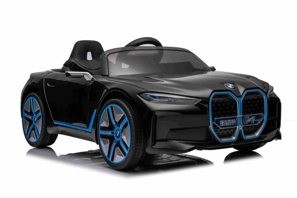 BENEO Elektrické autíčko BMW i4, čierne, 2,4 GHz diaľkové ovládanie, USB / AUX / Bluetooth prípojka, - Elektrické autíčko