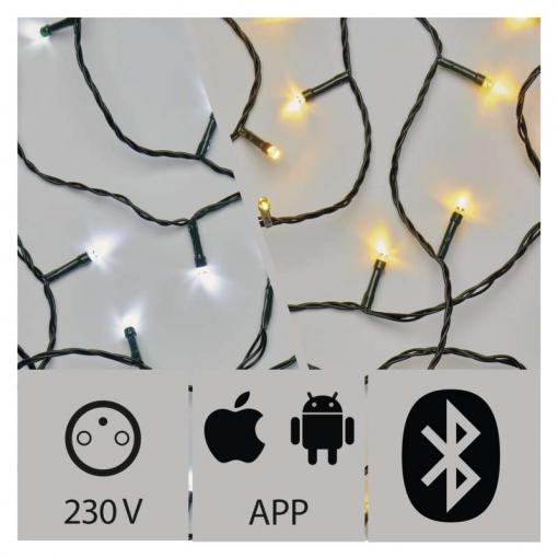 Emos Aplikáciou ovládaná LED vianočná reťaz 15m studená/teplá biela - Vianočné svetlá Bluetooth