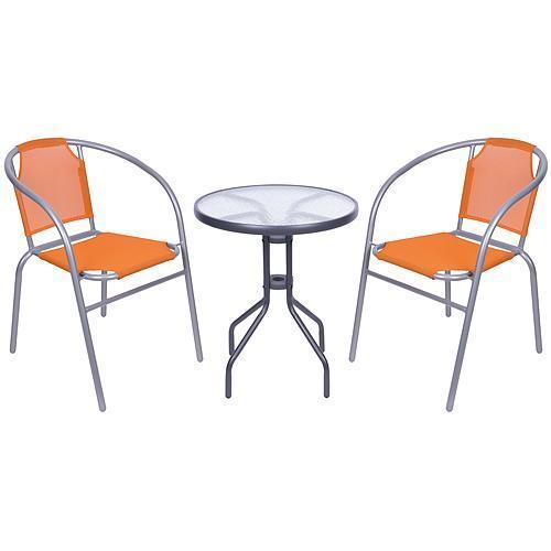 Strend Pro BRENDA OR - Set balkónový = stôl BECCA šedý + 2ks stolička BRENDA , látka oranžová