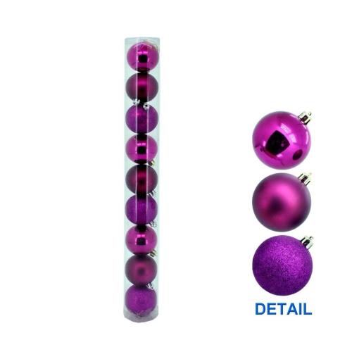 Vianočné gule plast 6cm s/9 020 fialové - Dekorácia